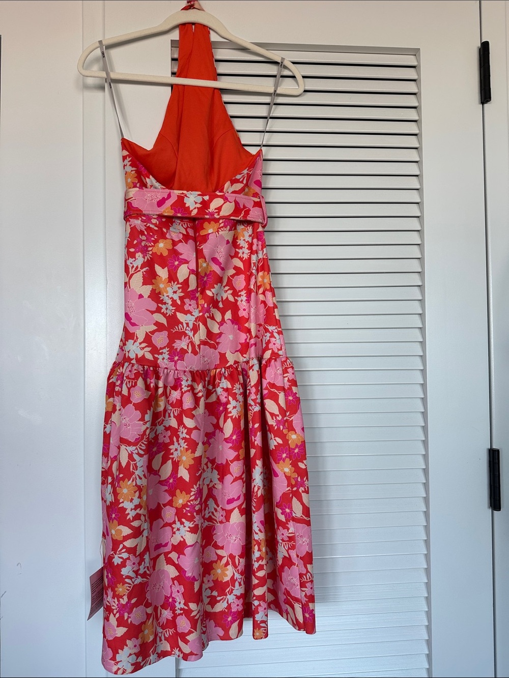 ASOS Pink & Red Floral Halter Midi Dress with Belt (NWT) - Picture 5 of 6